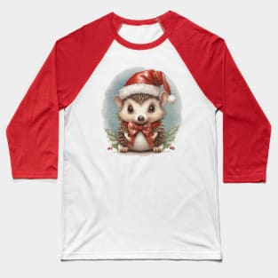 cute little hedgehog wearing a santa hat Baseball T-Shirt